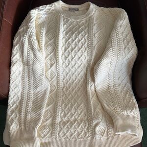 J. Crew cream cable crew neck sweater cotton Womens Large